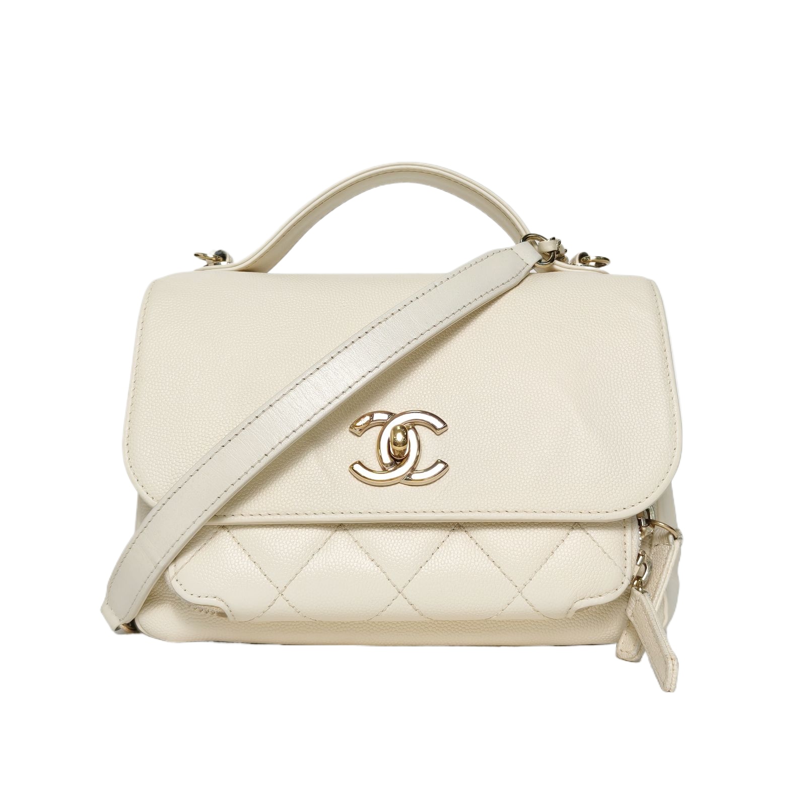 Chanel Business Affinity Small 19cm Mailbag in Beige Quilted Leather