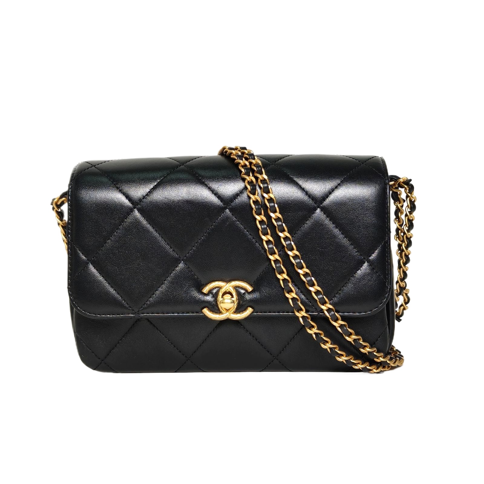 Chanel 24S CF Medium Flap Bag 20.5cm in Black Quilted Leather