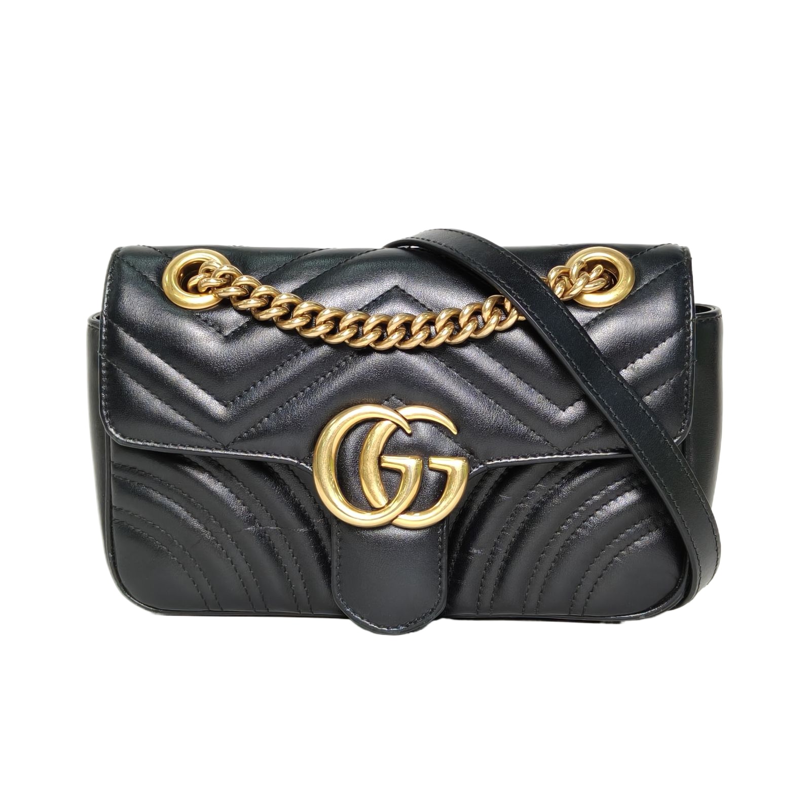 Gucci GG Marmont Mini 22 Shoulder Bag in Black Leather