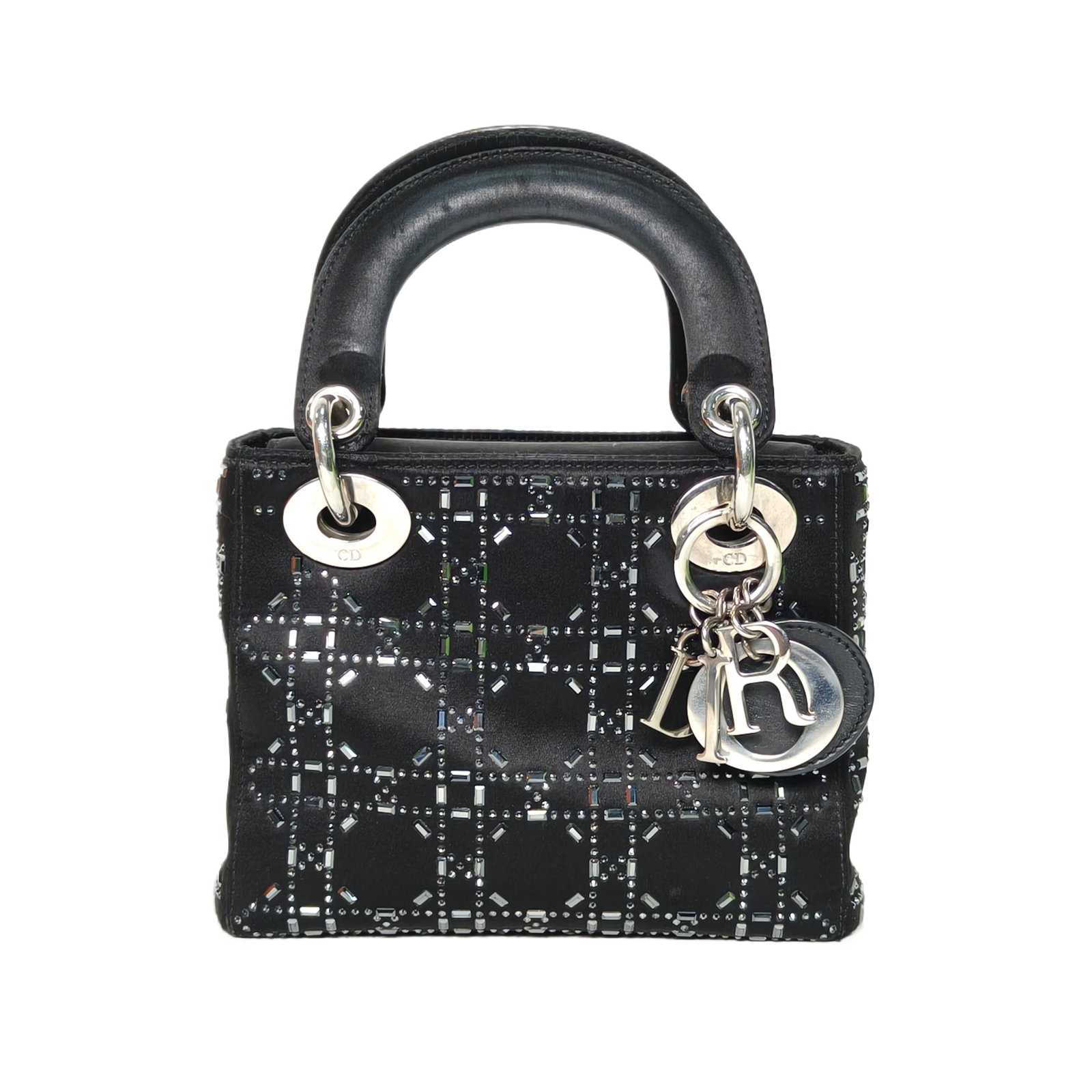 Dior Lady Dior Mini 3 Bag in Black Satin