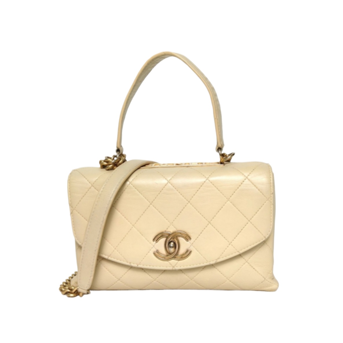 CHANEL 19A Trendy CC Flap 23cm Beige Leather Bag