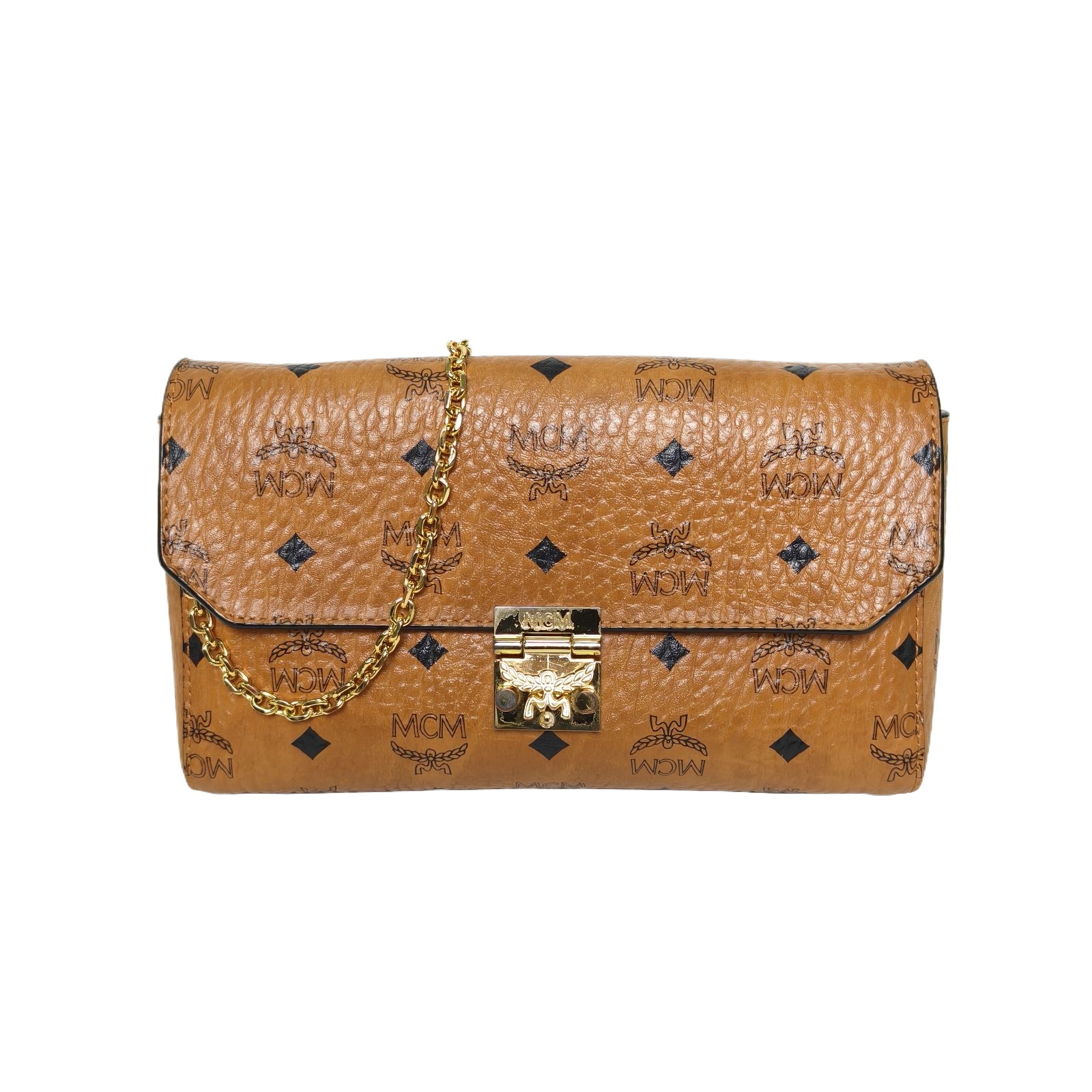 MCM Cognac Visetos Classic Envelope WOC Chain Bag