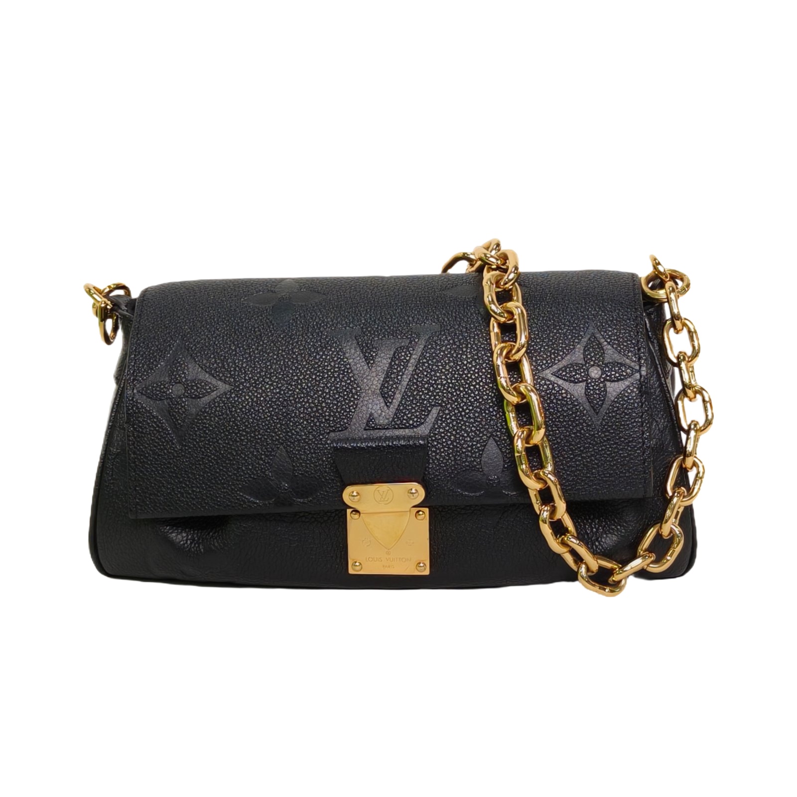 Louis Vuitton Favorite Chain Cloud Bag Black Leather Shoulder Bag