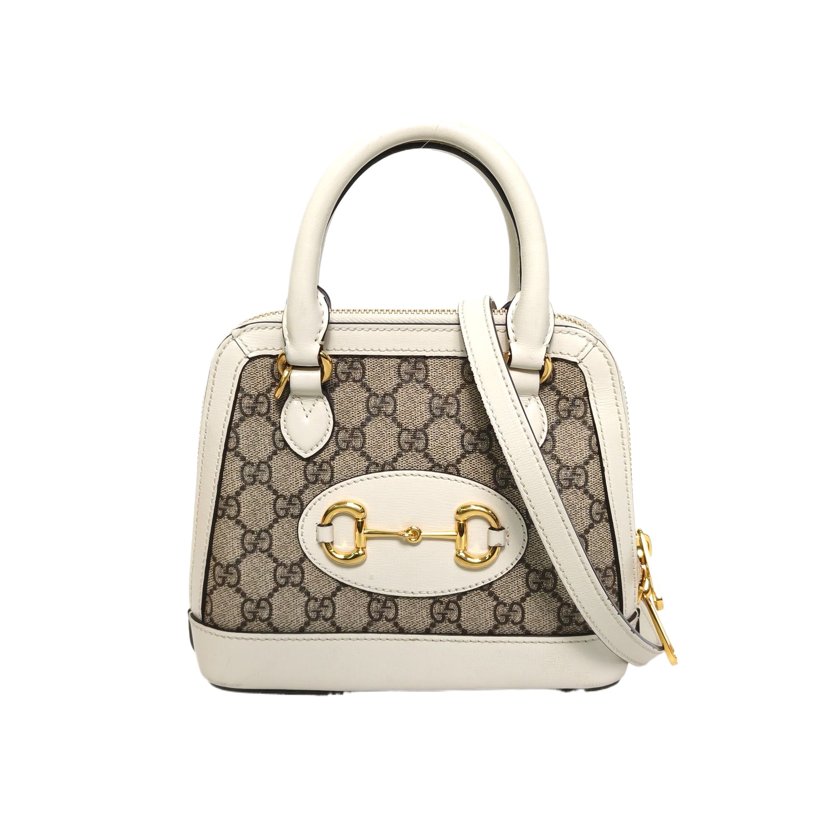 Gucci Horsebit 1955 Shell Mini 20 White PVC Handbag