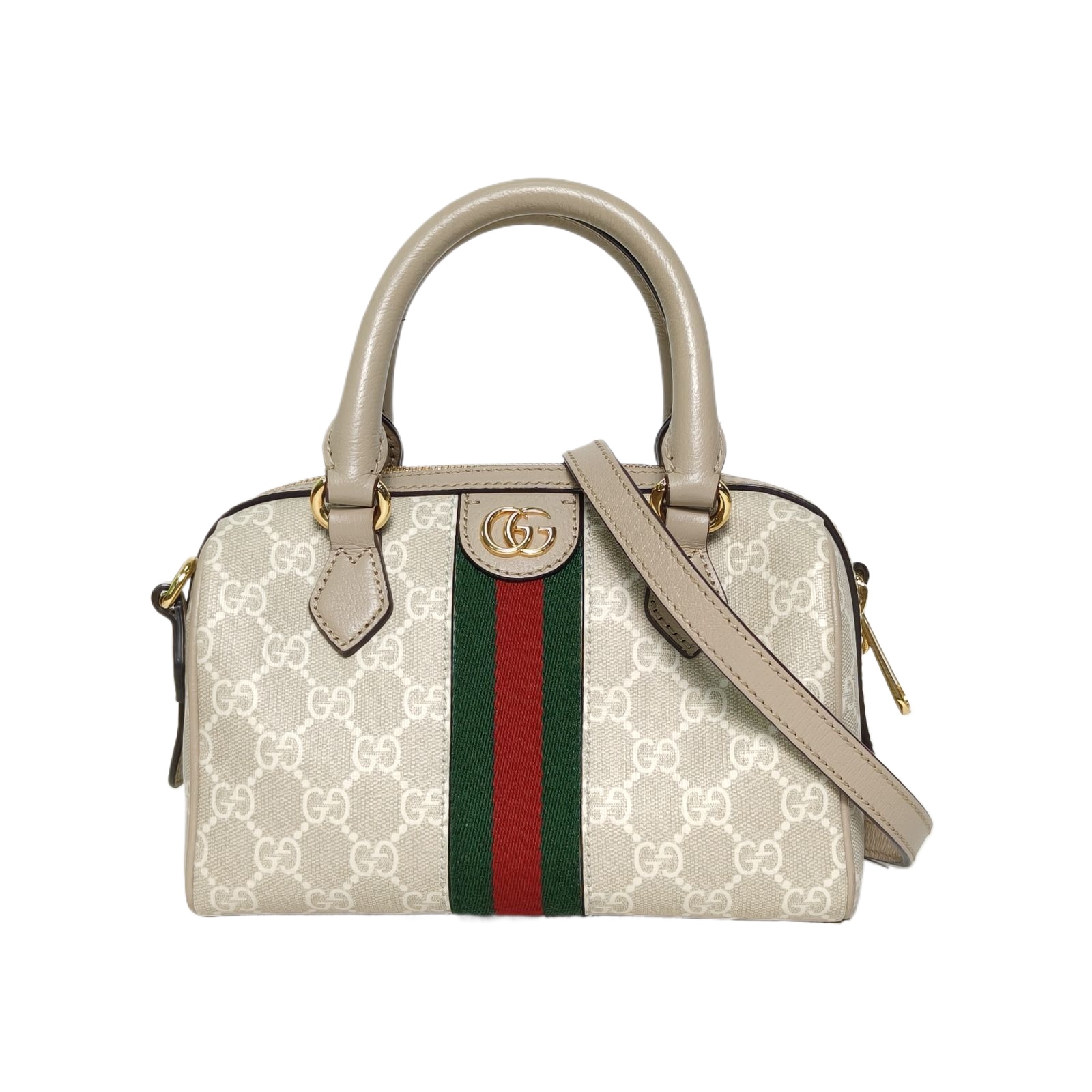 Gucci Ophidia Mini 21 Beige Leather And Canvas Handbag