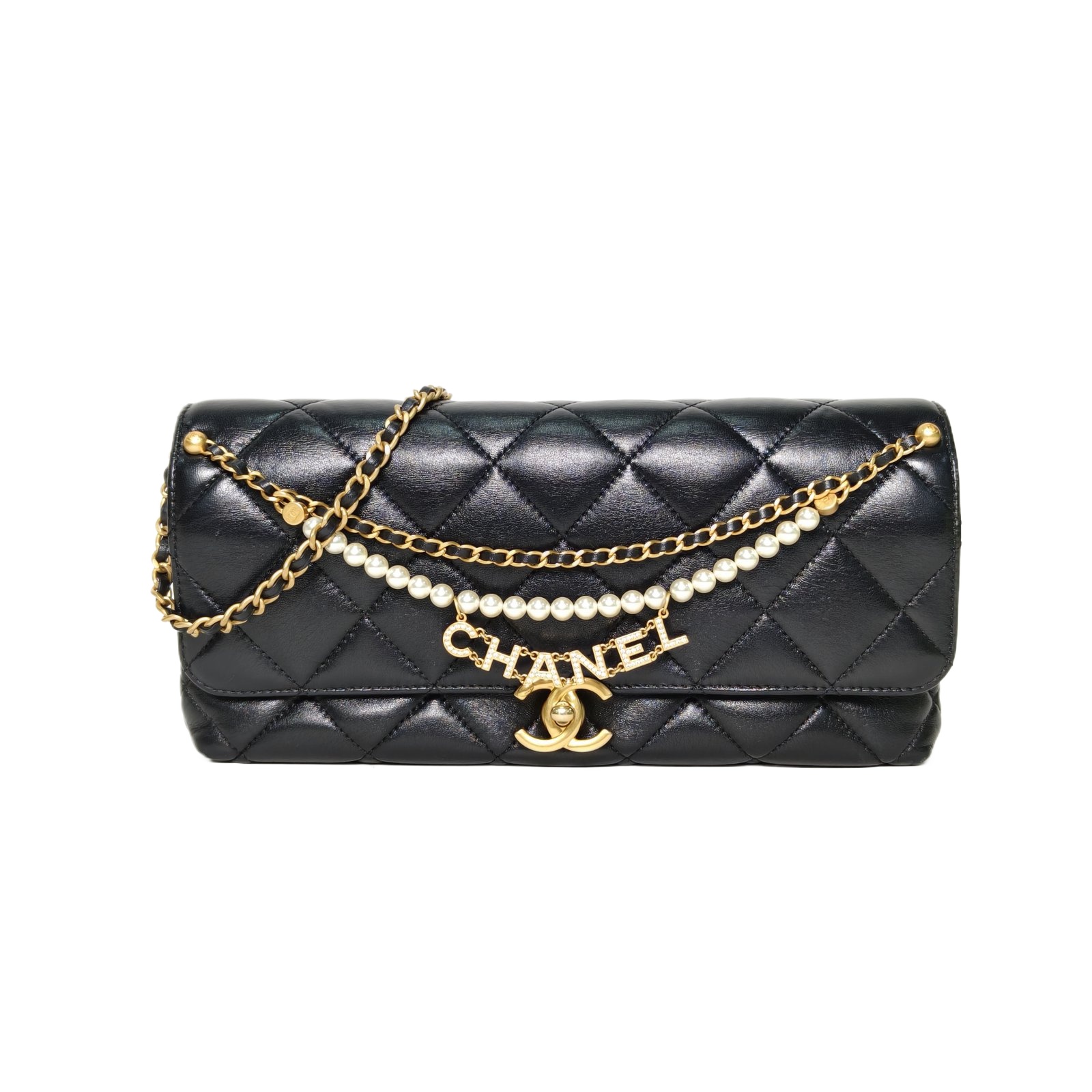 Chanel CF 24A Horizontal Flap 28cm Black Leather Handbag