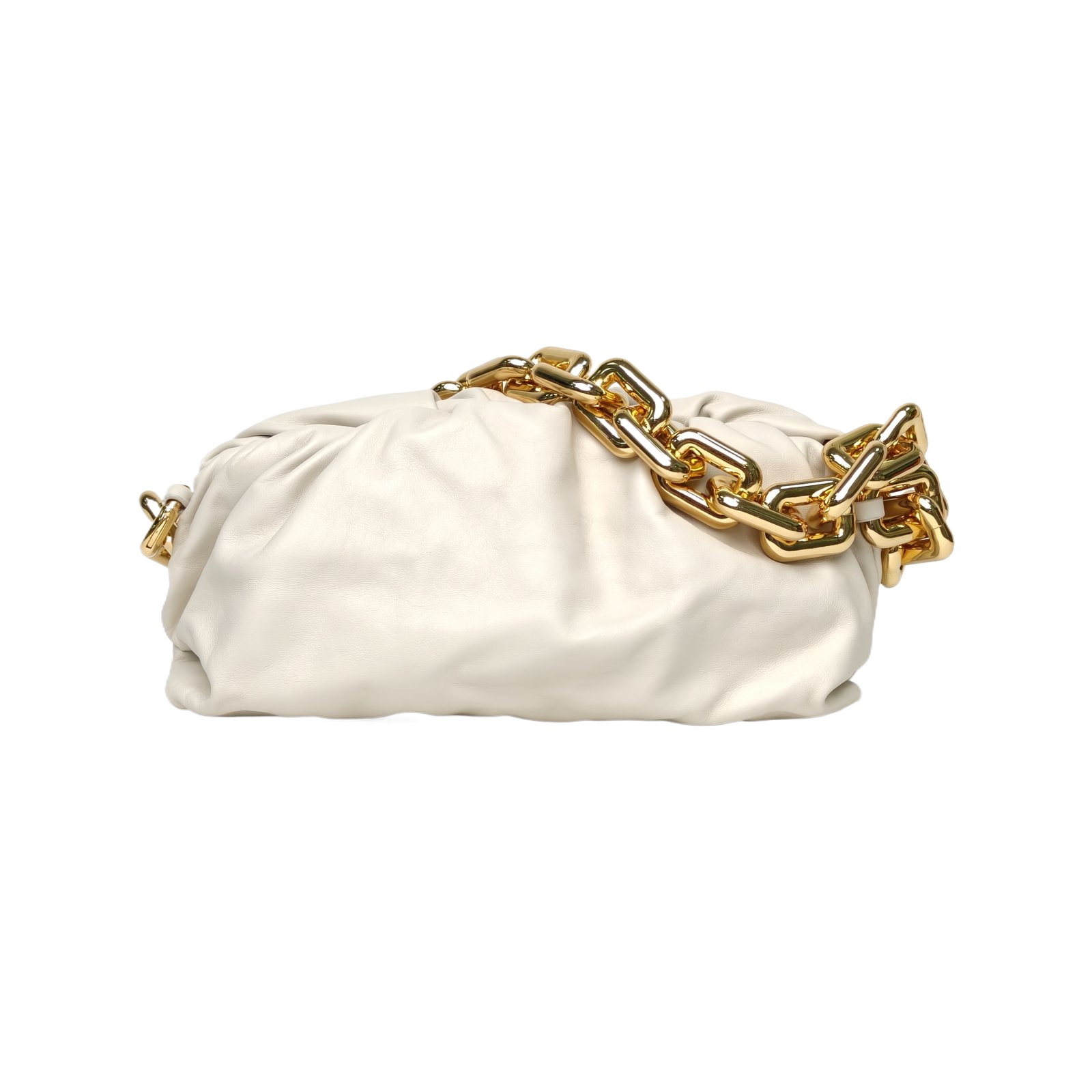 Bottega Veneta Pouch The Chain White Leather Shoulder Bag