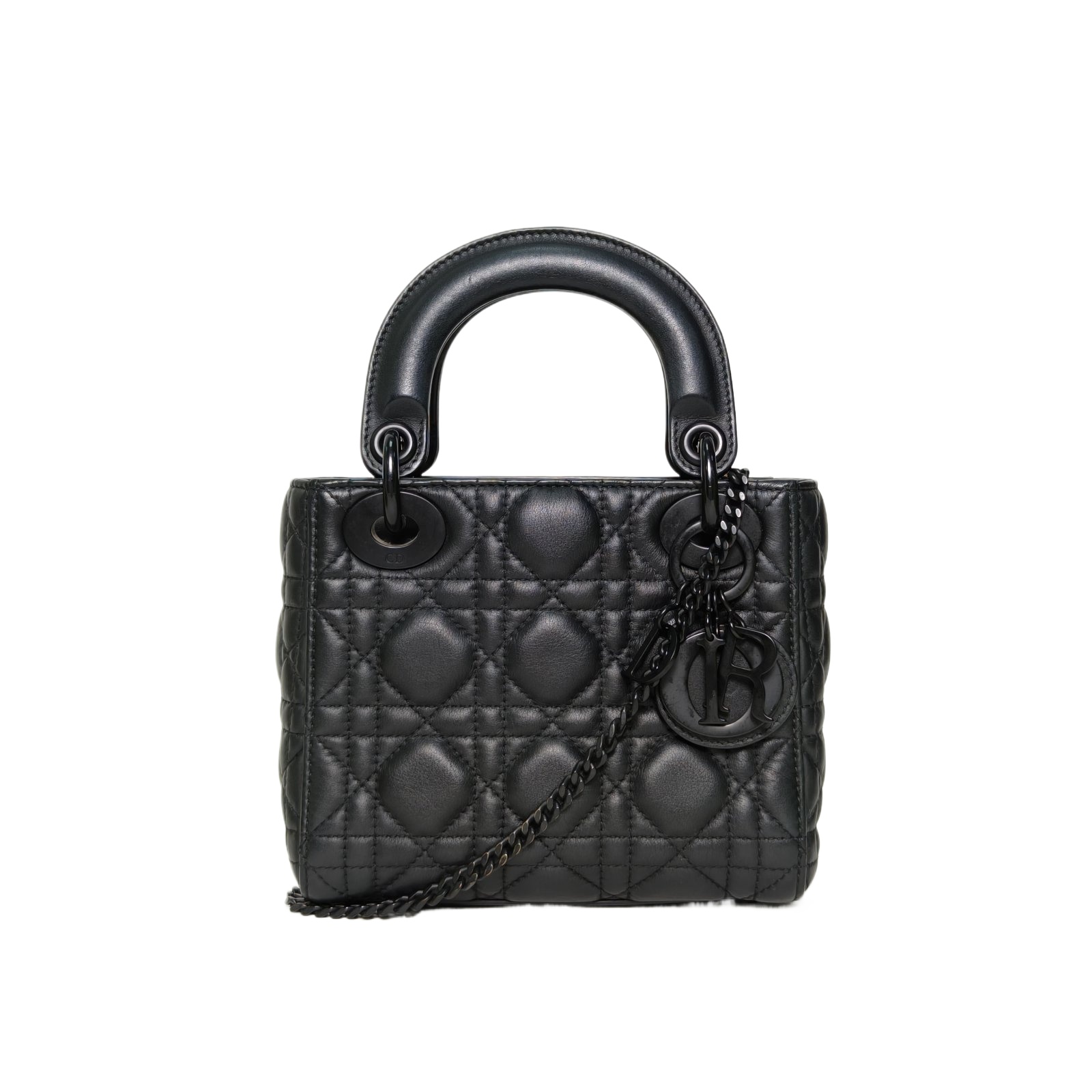Dior Lady Dior Small Three Black Leather Handbag