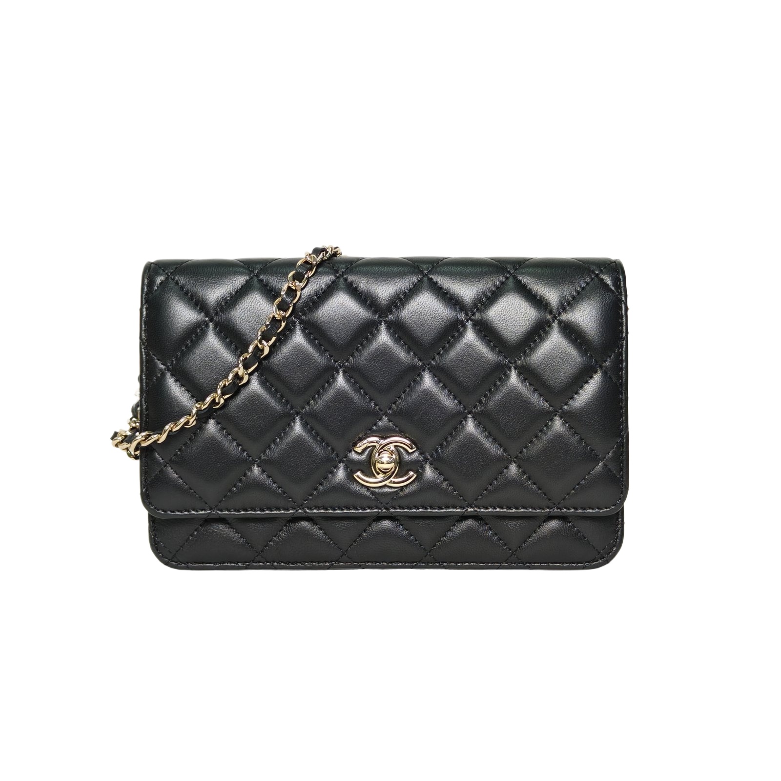 Chanel CF WOC 19cm Black Leather Wallet On Chain