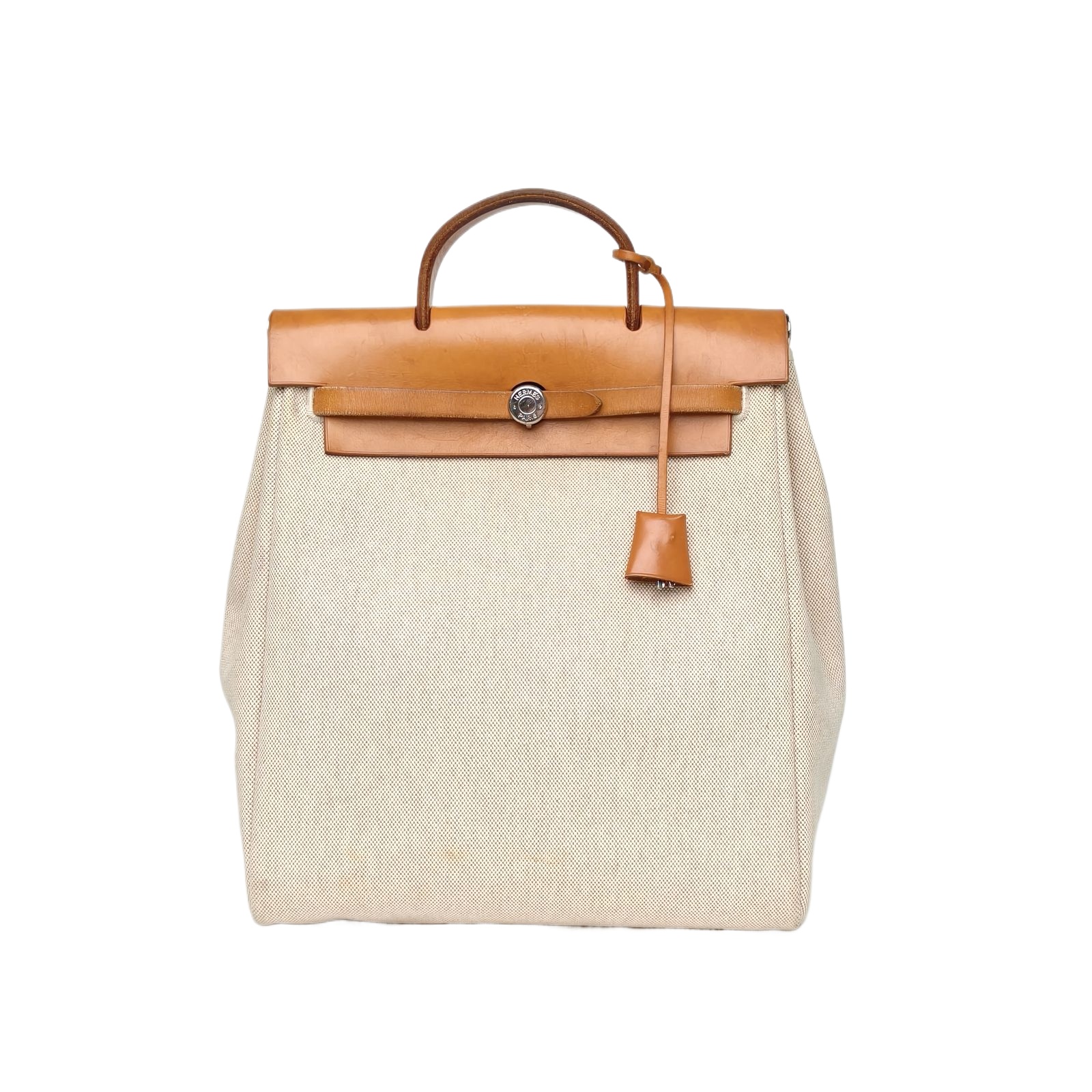 Hermes Herbag 31 Retourne Two-Tone Canvas and Hunter Leather Backpack