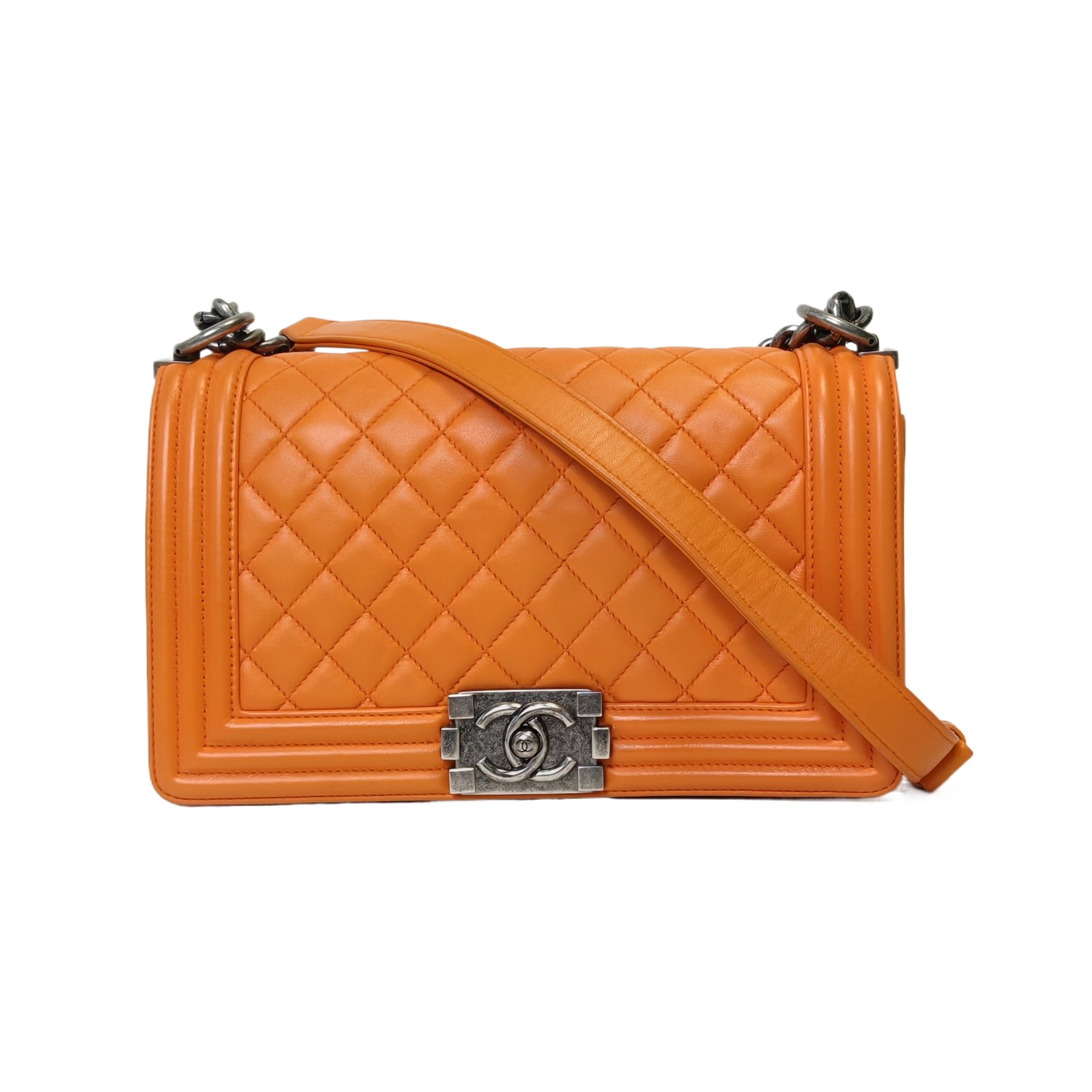 Chanel Leboy Medium 25cm Orange Leather Shoulder Bag