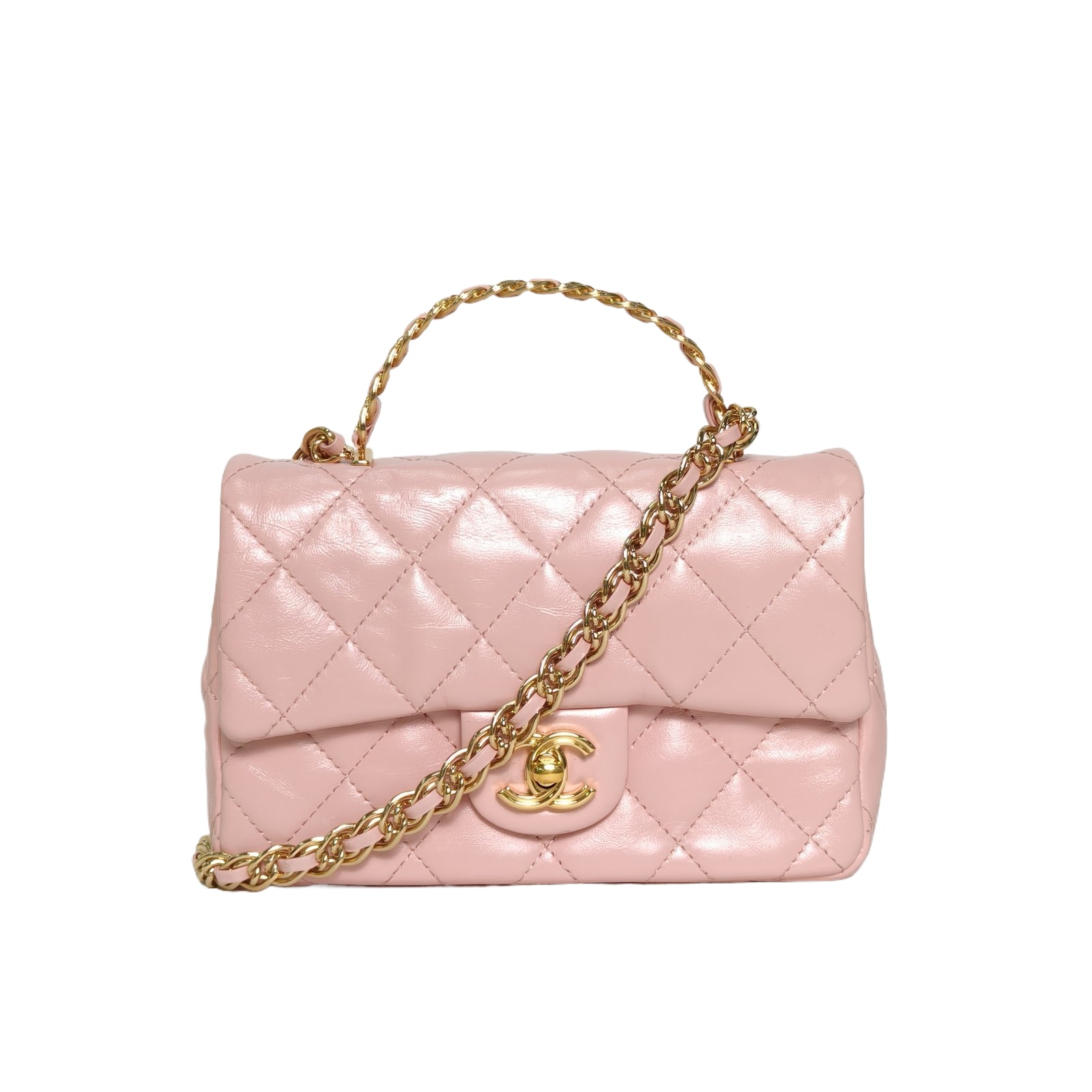 Chanel 23S Classic Flap Mini 20cm in Pink Leather