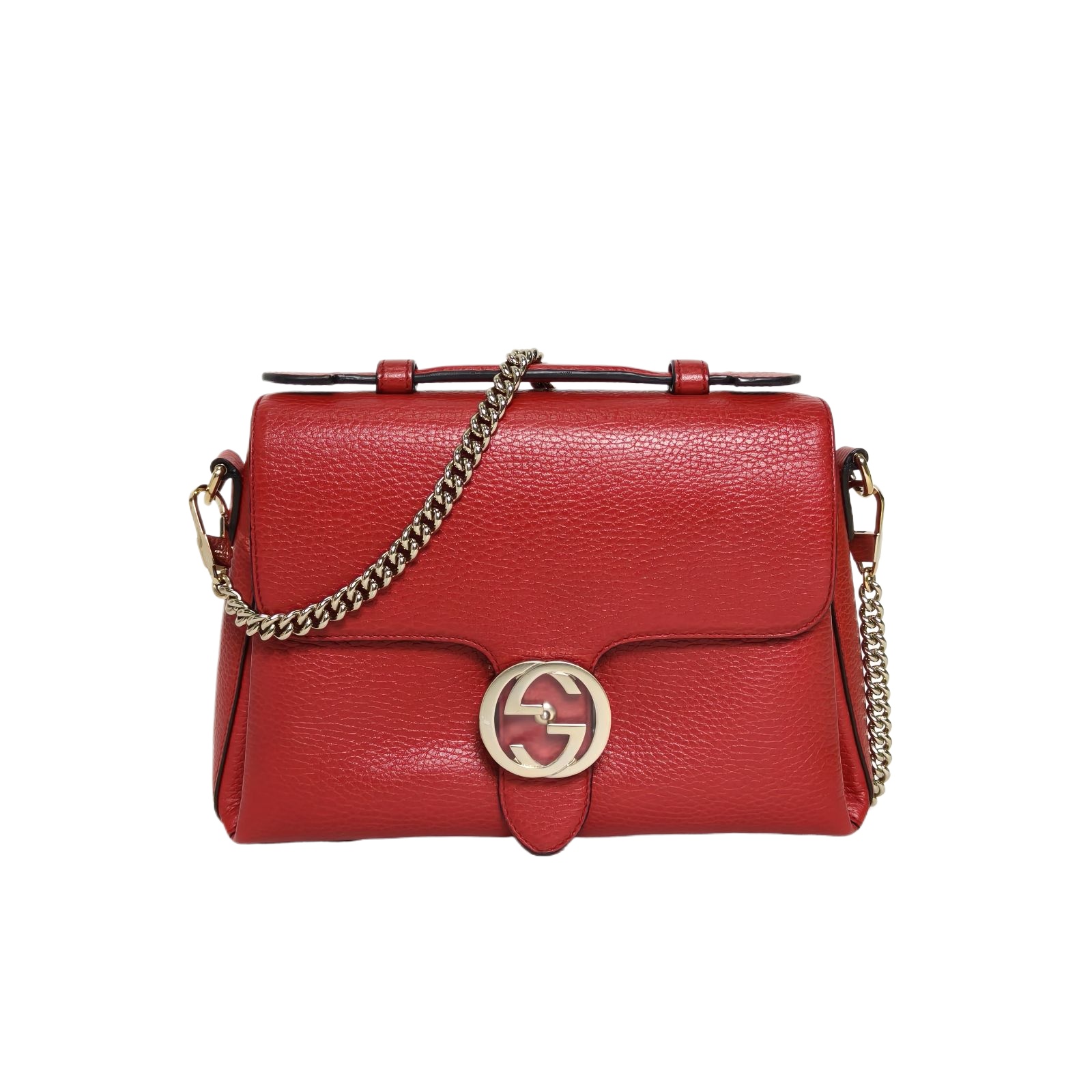 Gucci Interlock Top Handle Bag 26cm in Red Leather