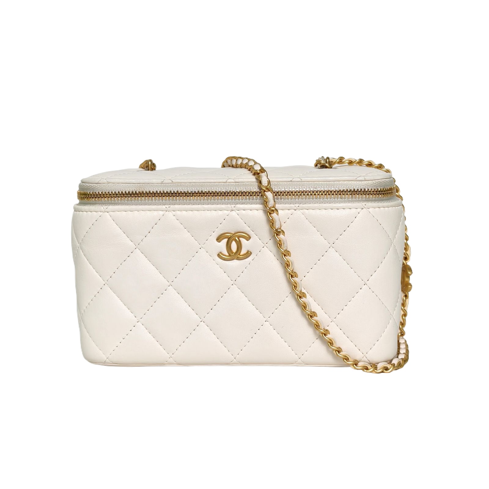 Chanel Vanity Case 17cm in White Leather