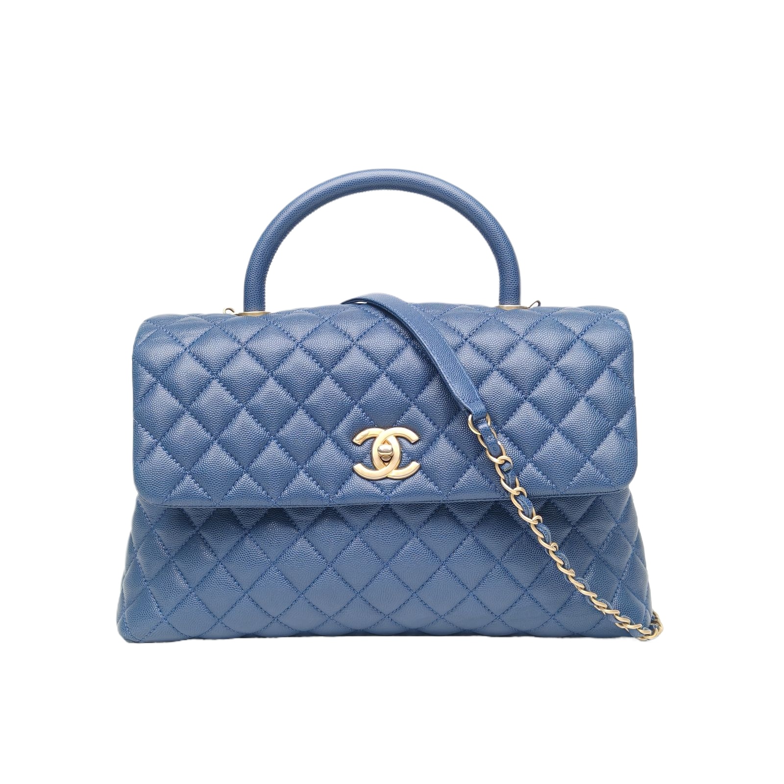 Chanel Coco Handle Large 33cm in Blue Grained Leather
