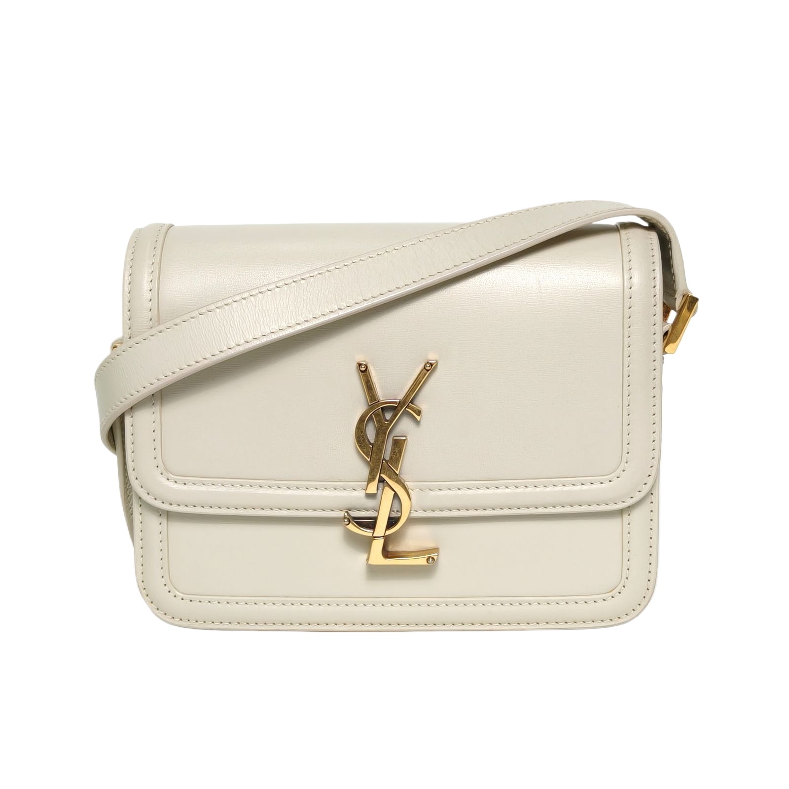 YSL Solferino Box Mini 19cm in Off-White Leather