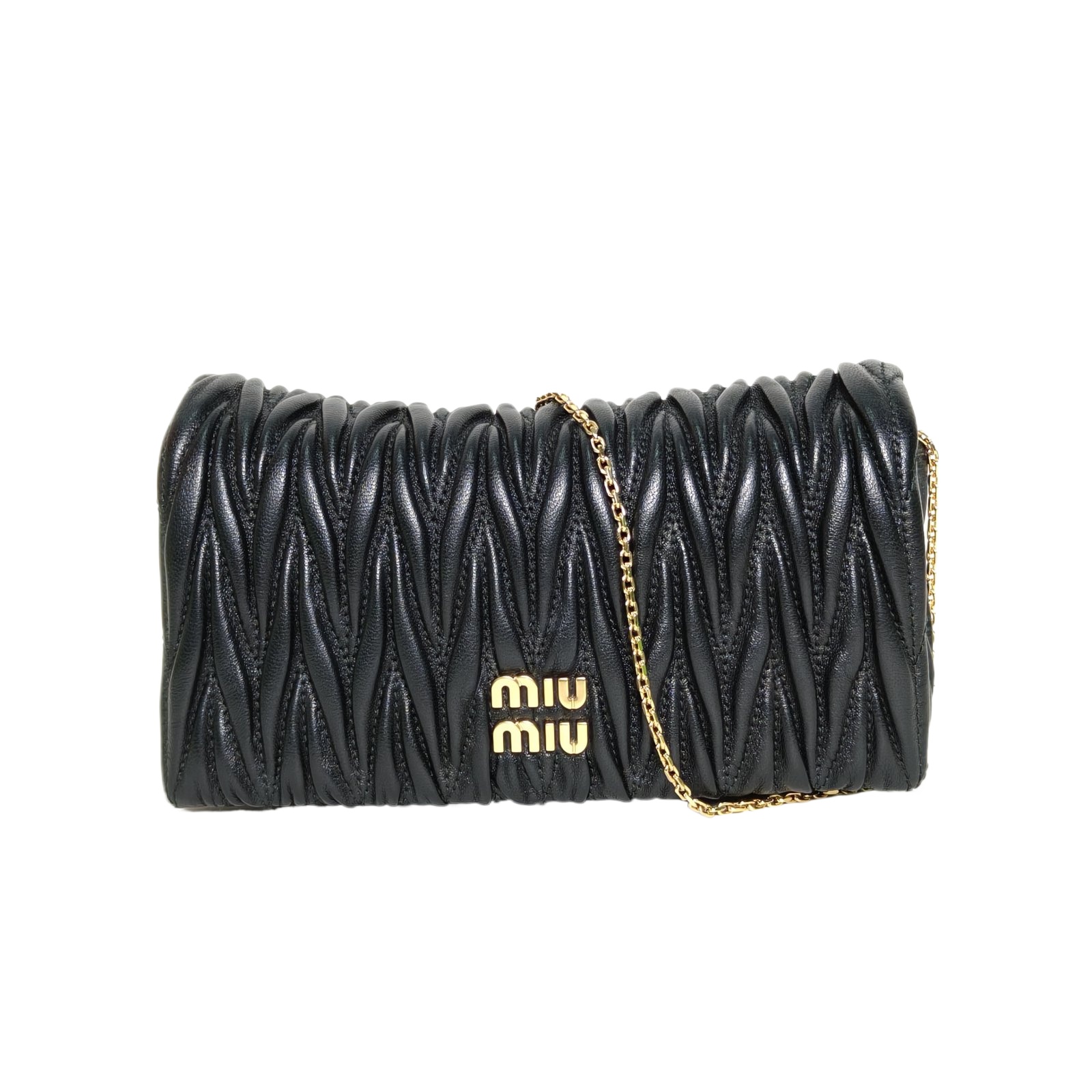 Miu Miu Matelassé Woc 18cm in Black Leather