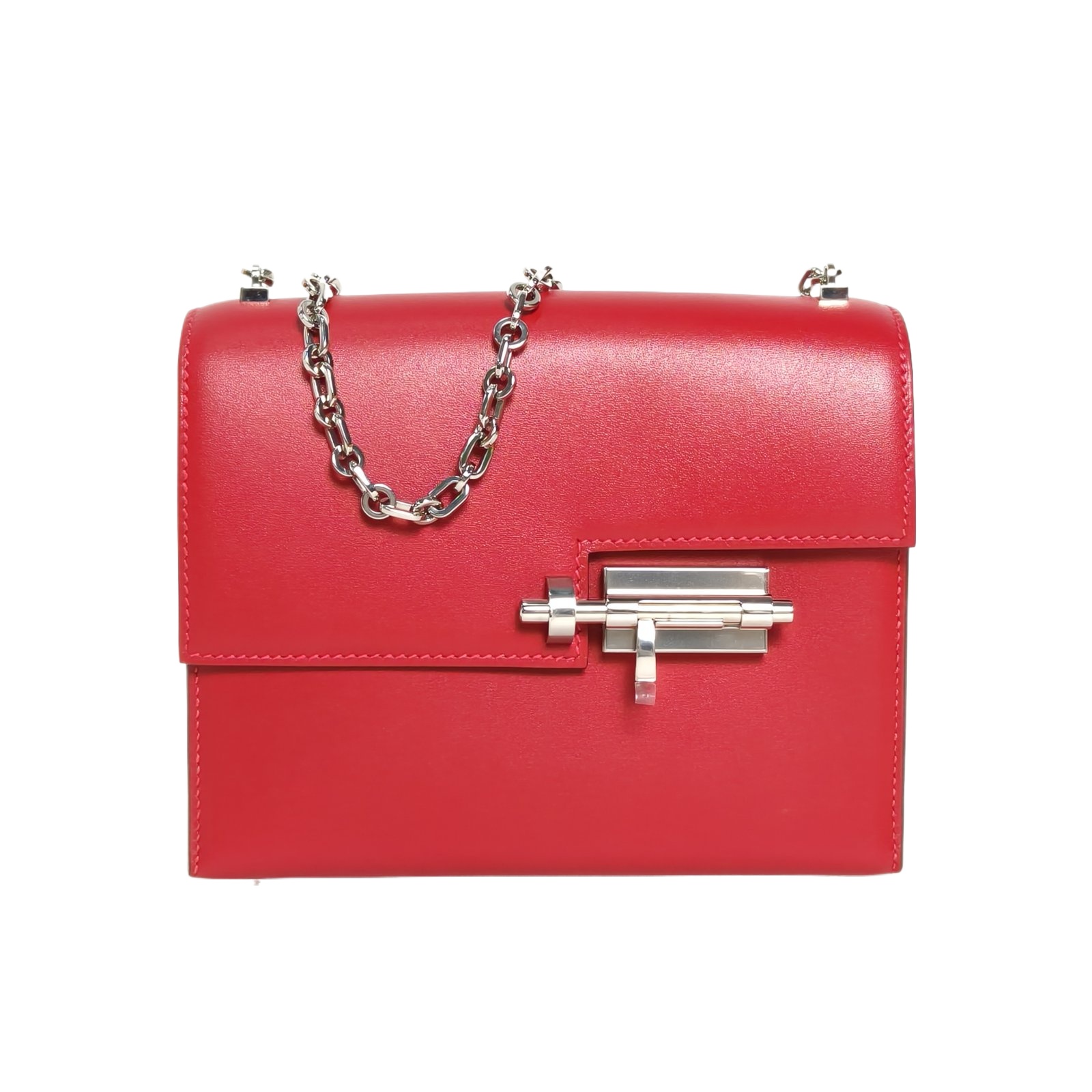 Hermes Mini Verrou 17cm in Red Tadelakt Leather