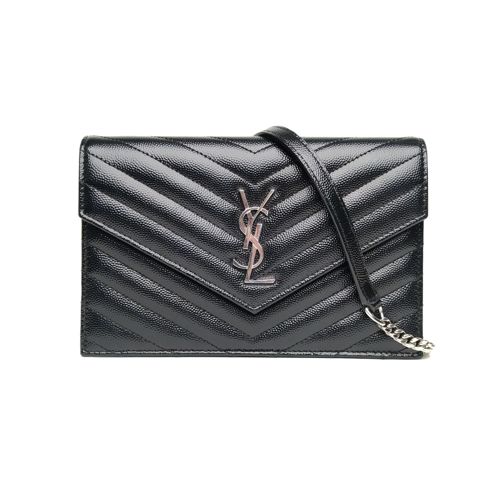YSL Cassandra Woc 19cm in Black Leather