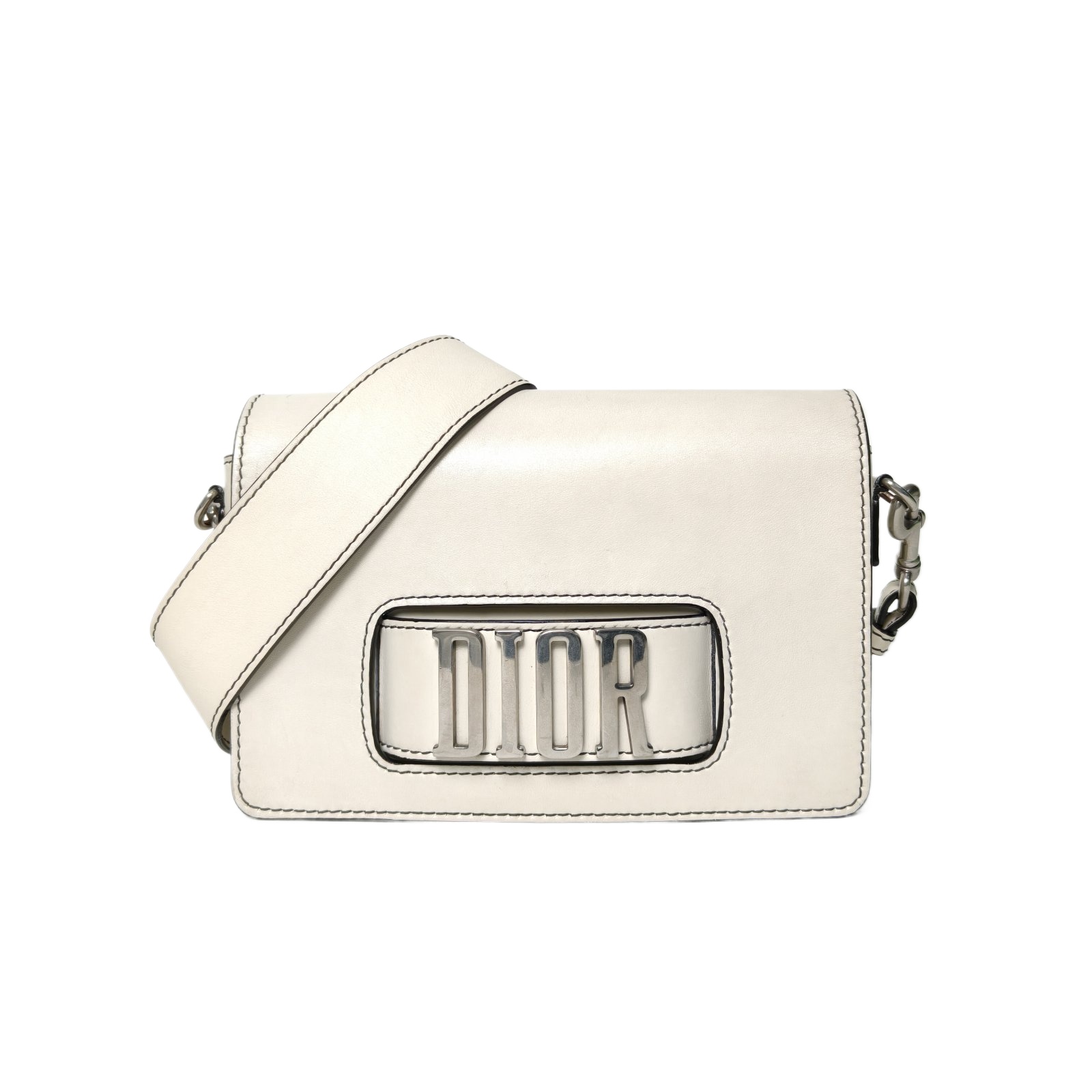 Dior Dior(R)Evolution Flap Bag 25cm in Off-White Leather