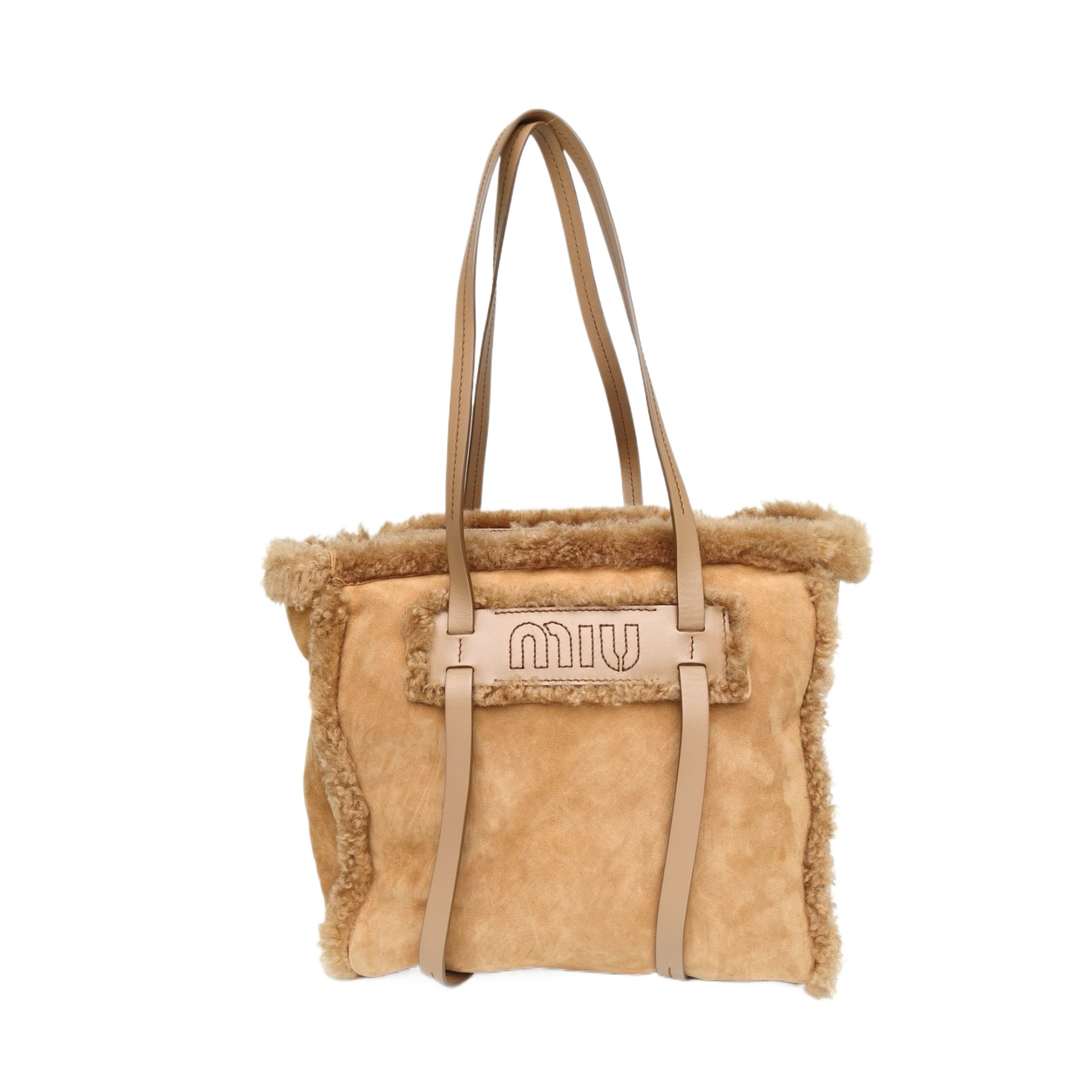 Miu Miu Tote Bag in Brown Suede and Shearling
