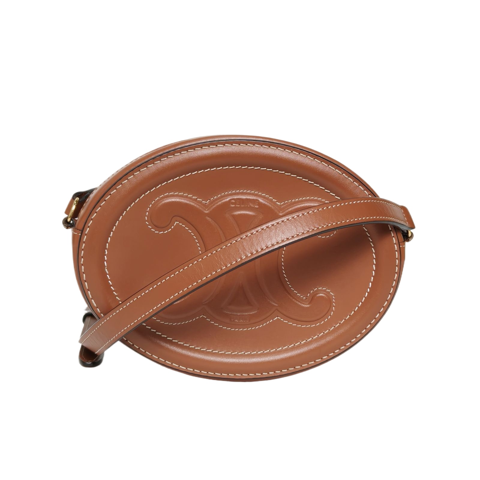 Celine Triomphe Round Bag Small 16cm in Caramel Leather