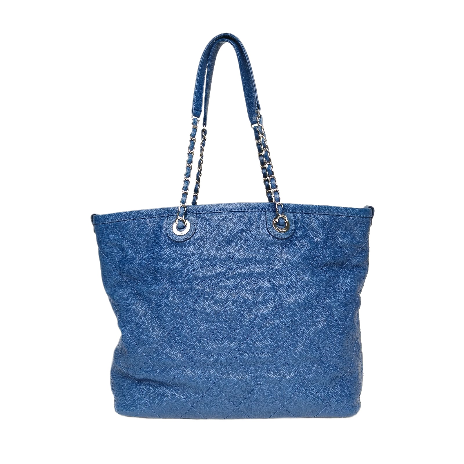 Chanel Large Shopping Bag 34cm in Blue Crumpled Leather