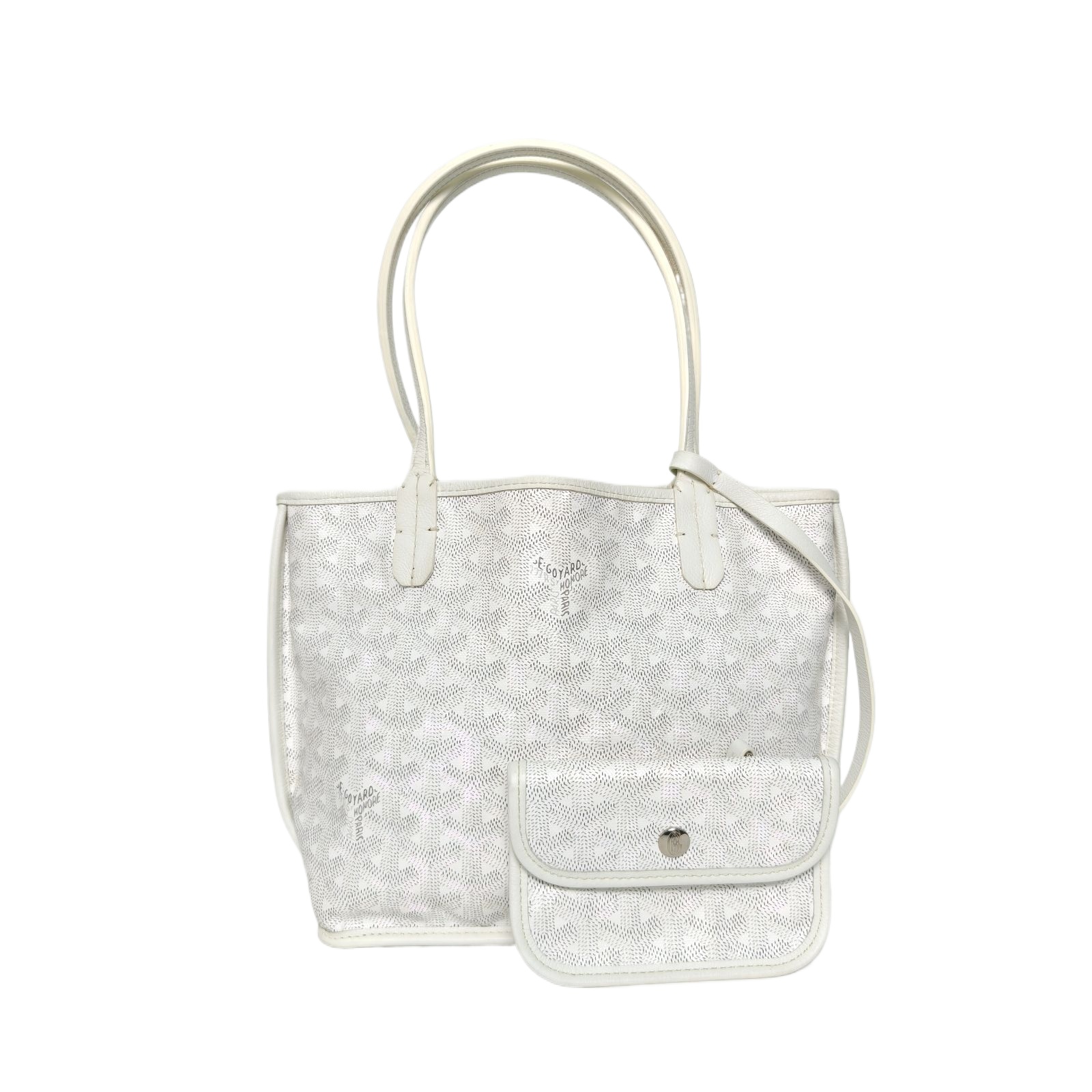 Goyard Anjou Mini 20 Reversible Tote Bag in White Goyardine Canvas and Leather