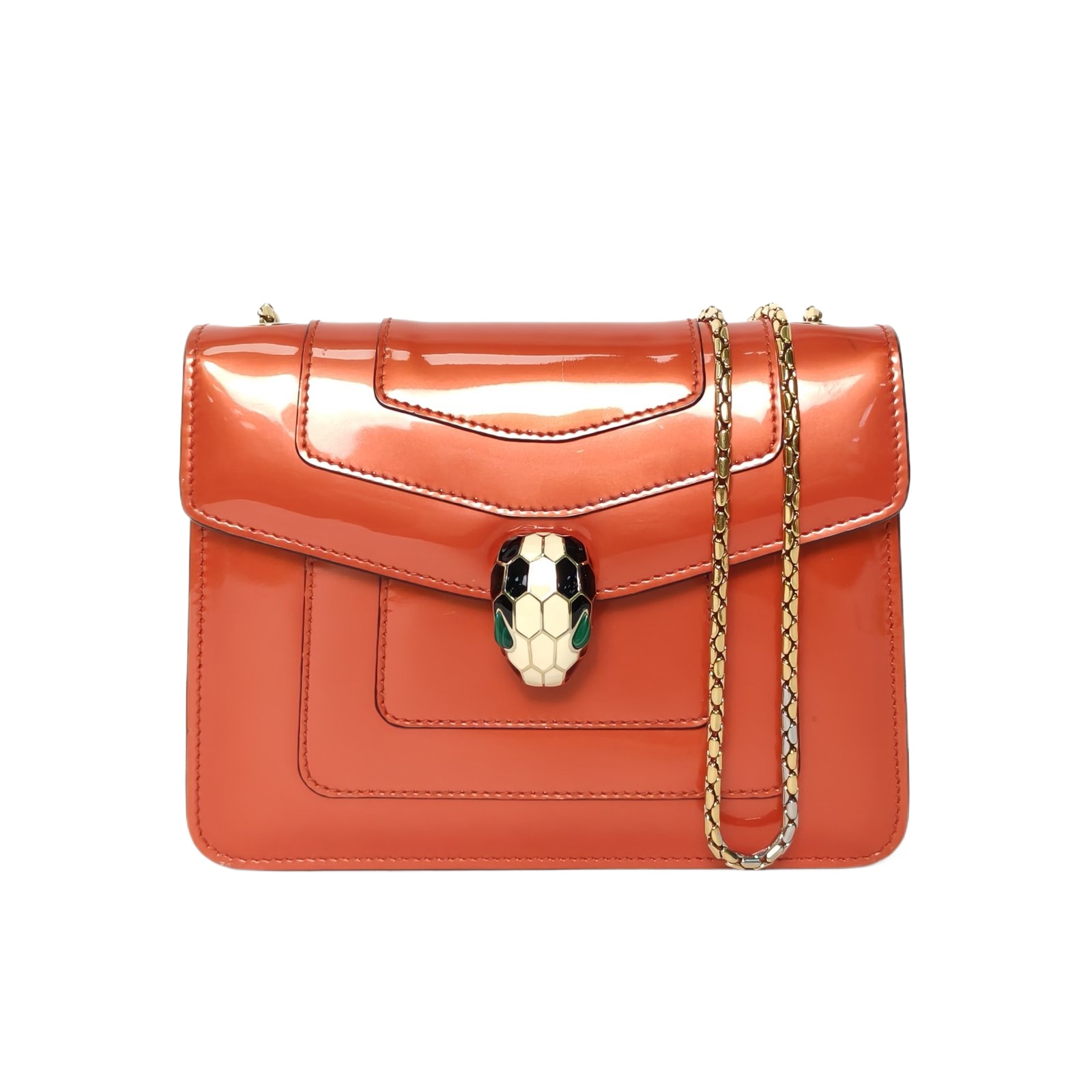 Bulgari Serpenti Forever Horizontal Bag Orange Leather