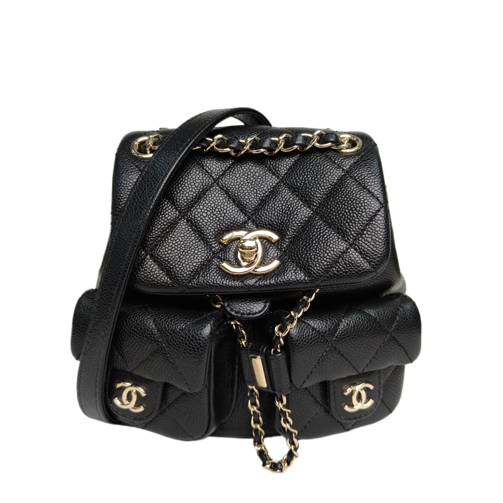 Chanel Duma Backpack Small 18cm Black Caviar Leather