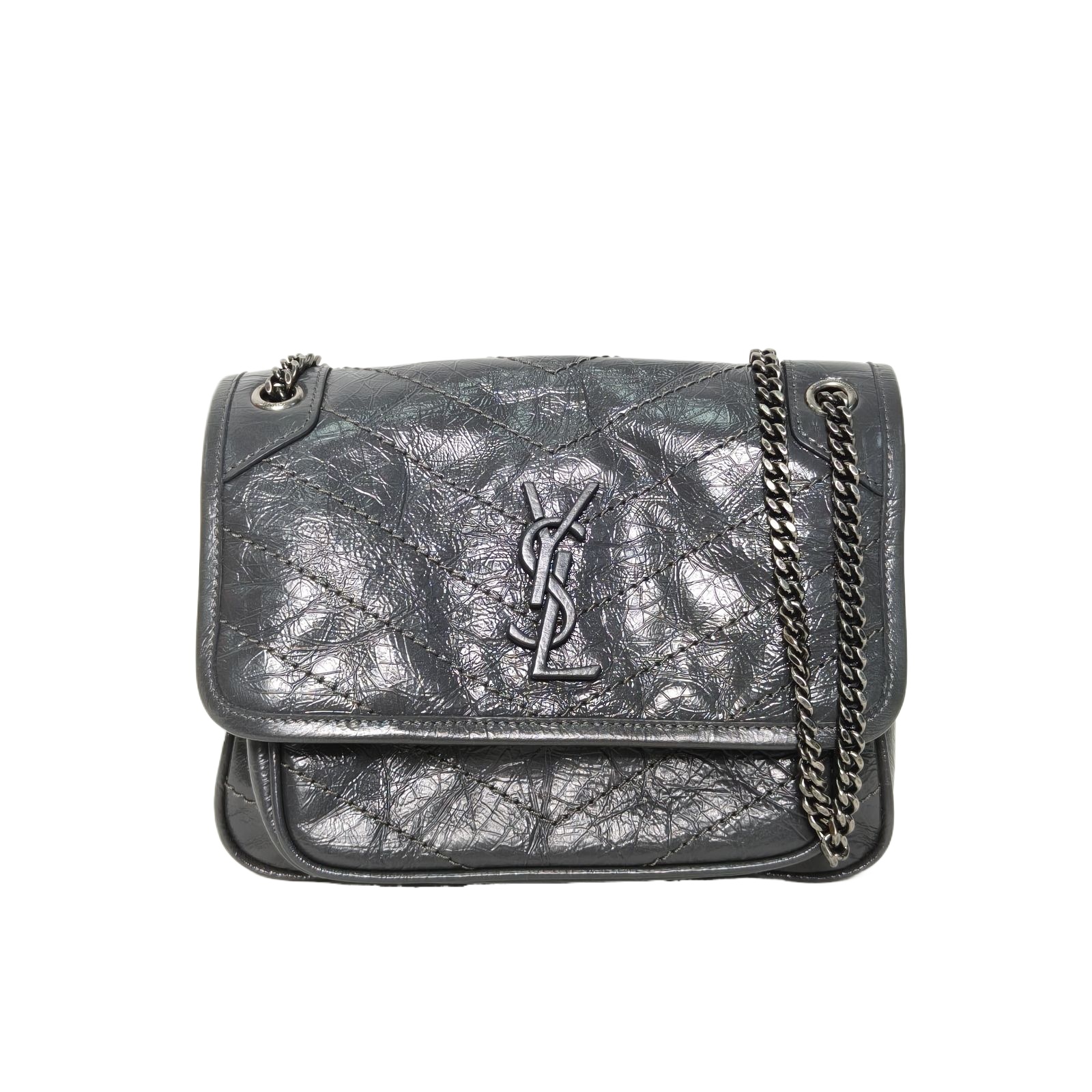 Saint Laurent Niki Mini 21 Grey Leather