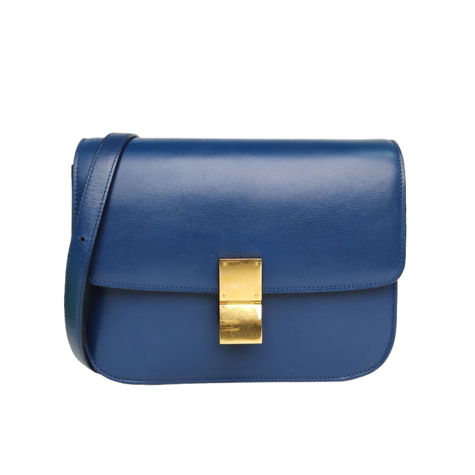Celine Classic Box Medium Blue Leather