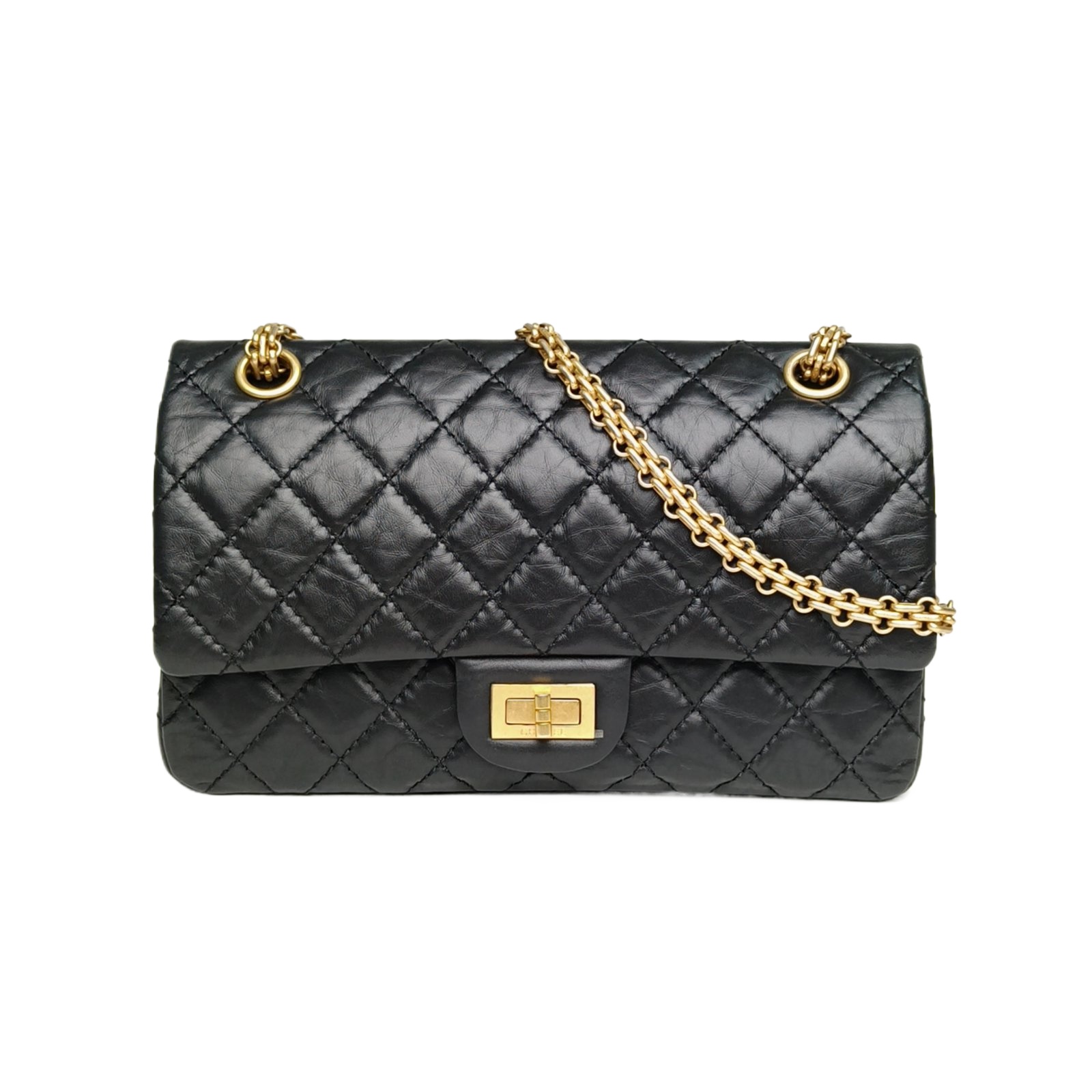 Chanel 2.55 Reissue 24 Black Quilted Lambskin Leather