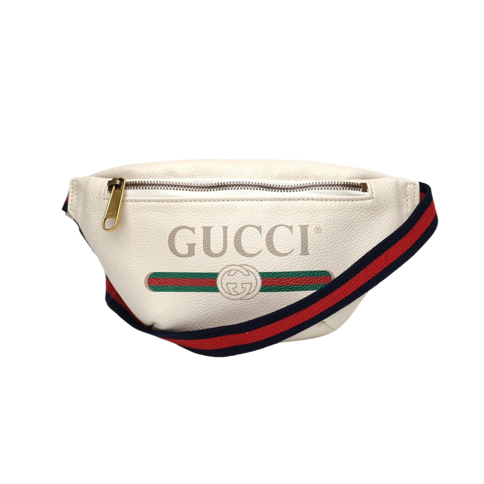 Gucci Logo Print Leather Belt Bag Mini Off-White